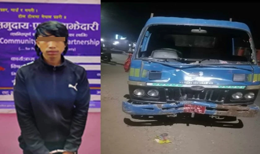 मनोहरामा मोटरसाइकललाई ठक्कर दिएर फरार चालक पक्राउ